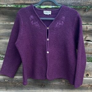Vintage Pendleton Virgin Wool Purple Embroidered Cardigan Sweater​